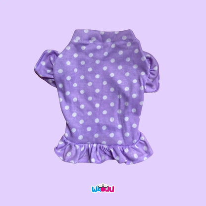 Blusa de puntos fondo morado para perros y gatos Wauu Dog