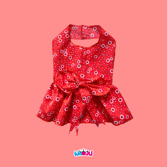 Vestido de flores rojo para perros y gatos Wauu Dog