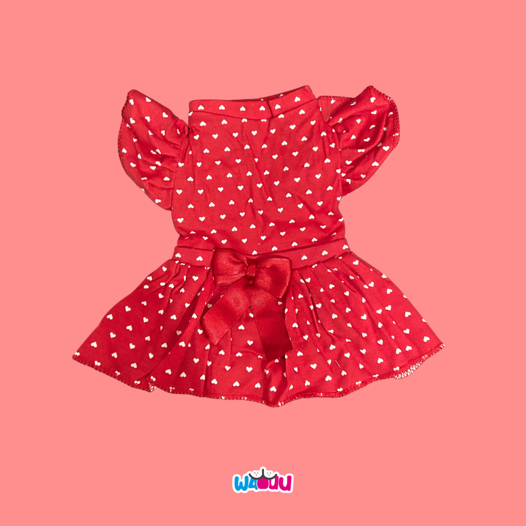 Vestido de corazones fondo rojo para perros y gatos Wauu Dog